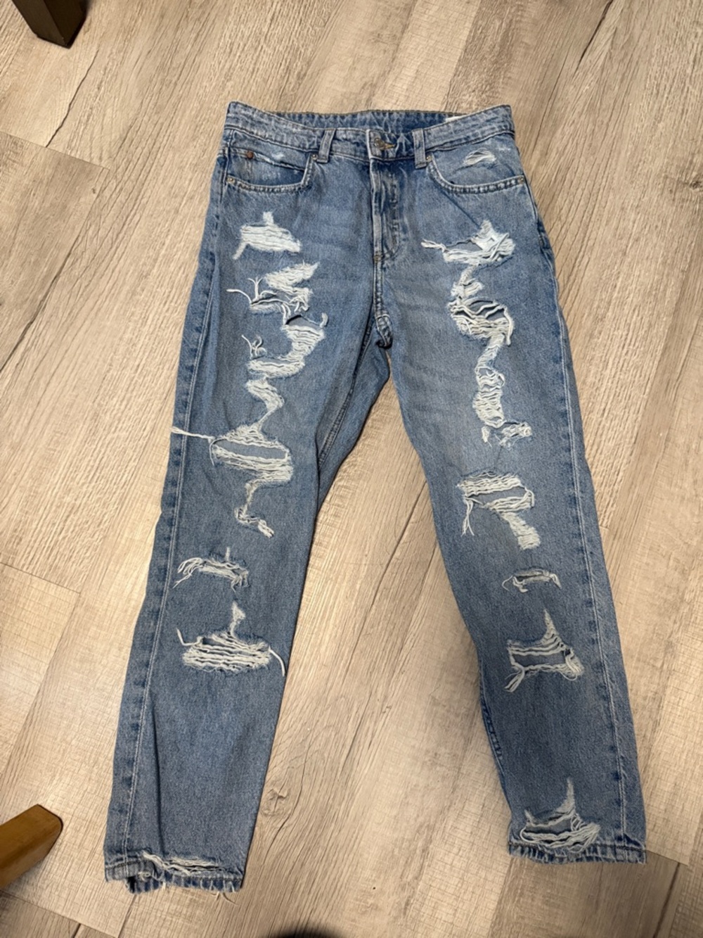 Women’s &DENIM Distressed Blue Ripped Jeans